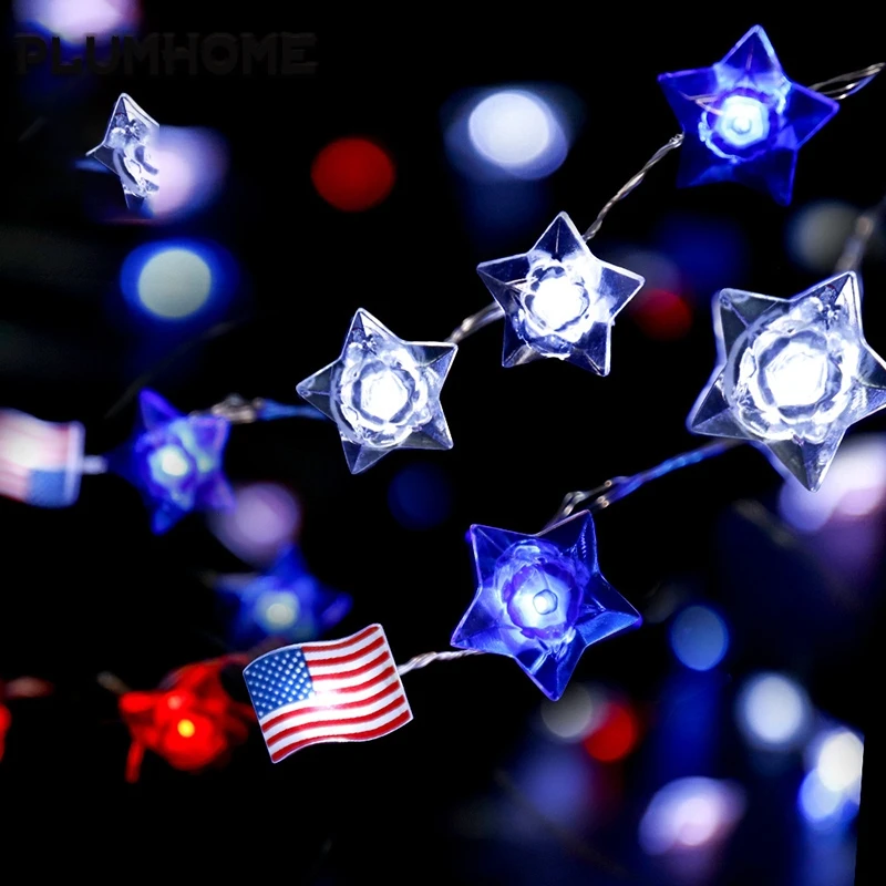 

30led American Independence Day Flag Light String Copper Wire Light Decoration