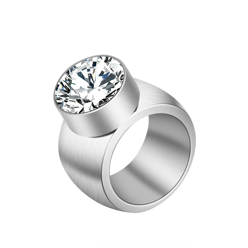 

Luxury Zircon Rings Big Size Simple Fashion Male Jewelry Classical Stainless Steel Gold Color Men Wedding Brand Ring