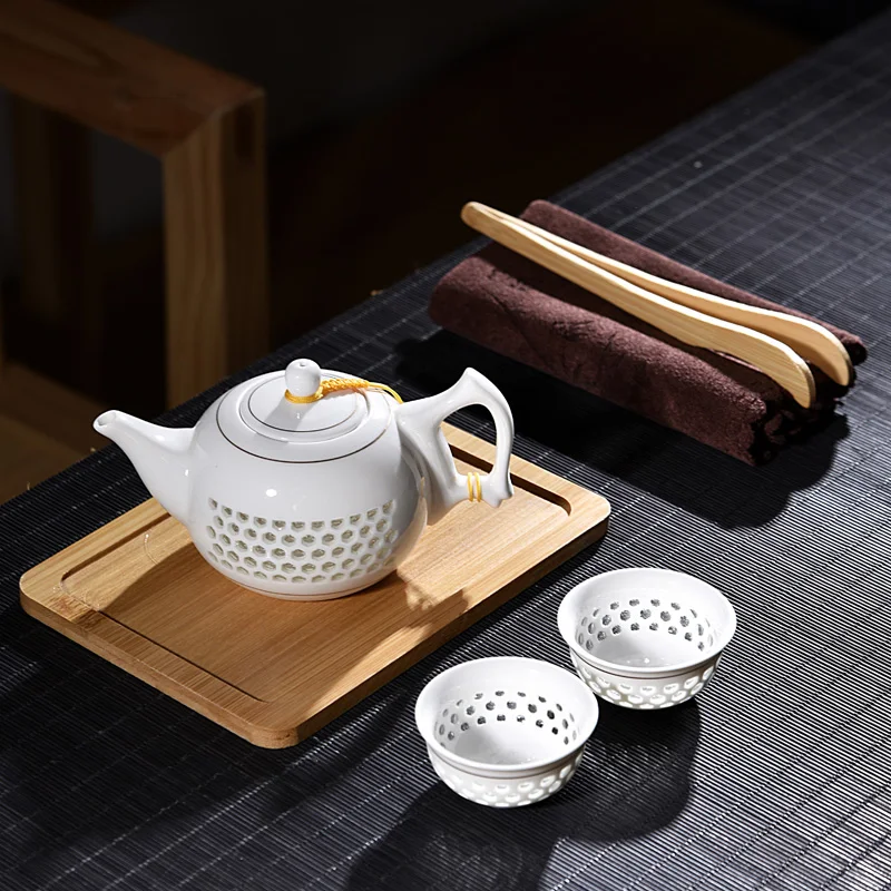 Чайный набор кунг фу чайный удобный для путешествий один горшок две чашки