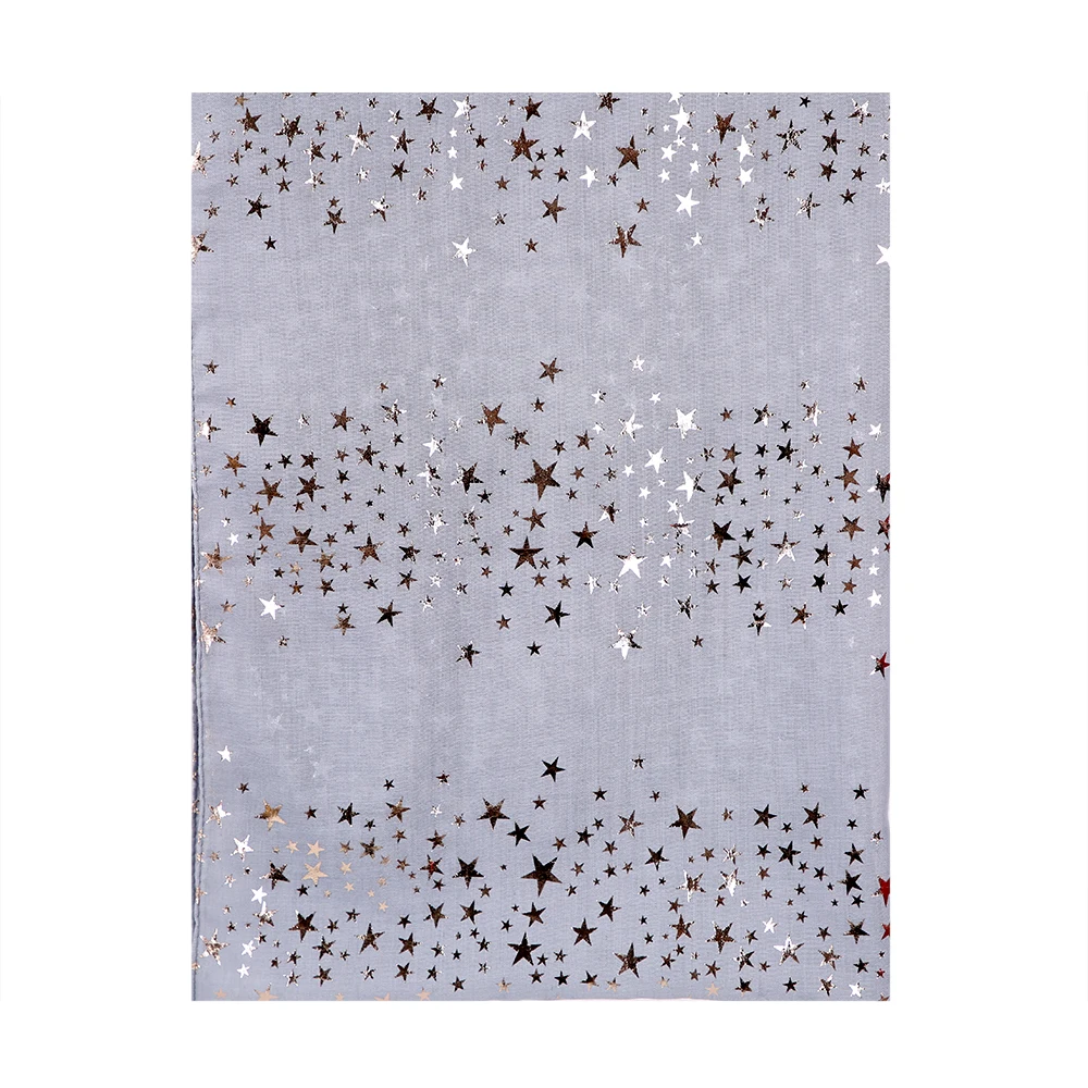 Женский хиджаб FOXMOTHER модный шарф с золотыми звездами из фольги черного серого