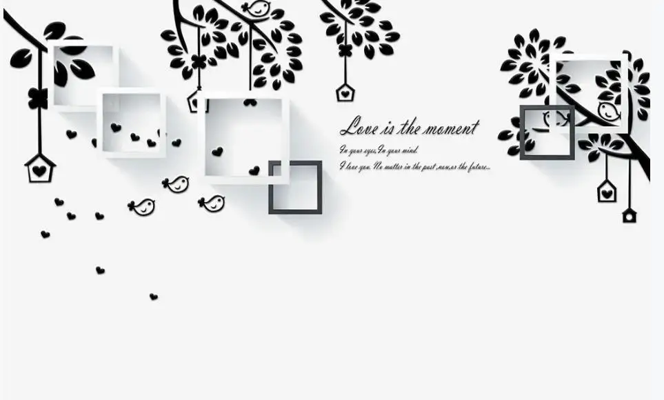 Красивый пейзаж обои современный минимализм черно белое дерево птица искусство