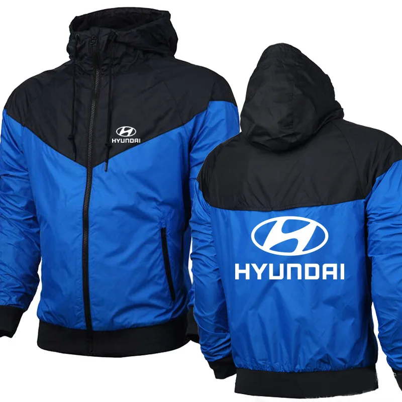 

spring autumn Men's hoodie for Hyundai Car Logo Print Casual high quality Hooded Sweatshirts zipper Hoodies Man Clothing