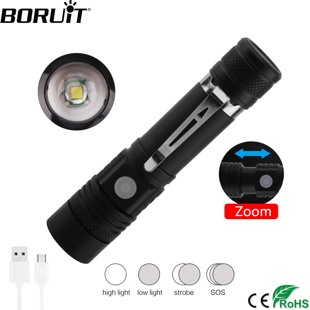 BORUiT C6 мощный светодиодный фонарик T6 4 режима масштабируемый ультра яркий