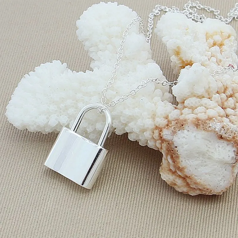 Женское ожерелье из серебра 925 пробы с квадратным замком | Украшения и аксессуары