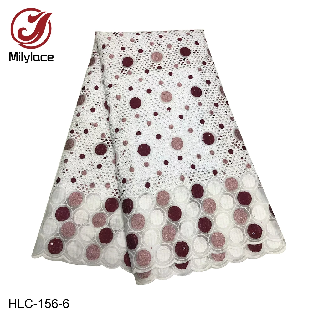 

2019 Swiss Voile Lace In Switzerland High Quality African Hollow-out Cotton Lace Fabric with Stone for Nigerian Dress HLC-156