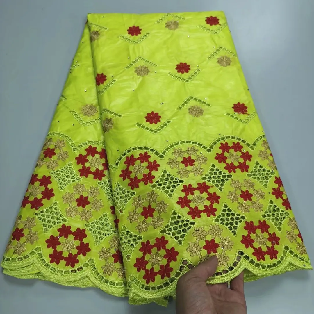 

newcoming eyelet getnzer lace fabric 5yards african fashion bazin riche lace fabric for clothes sewing