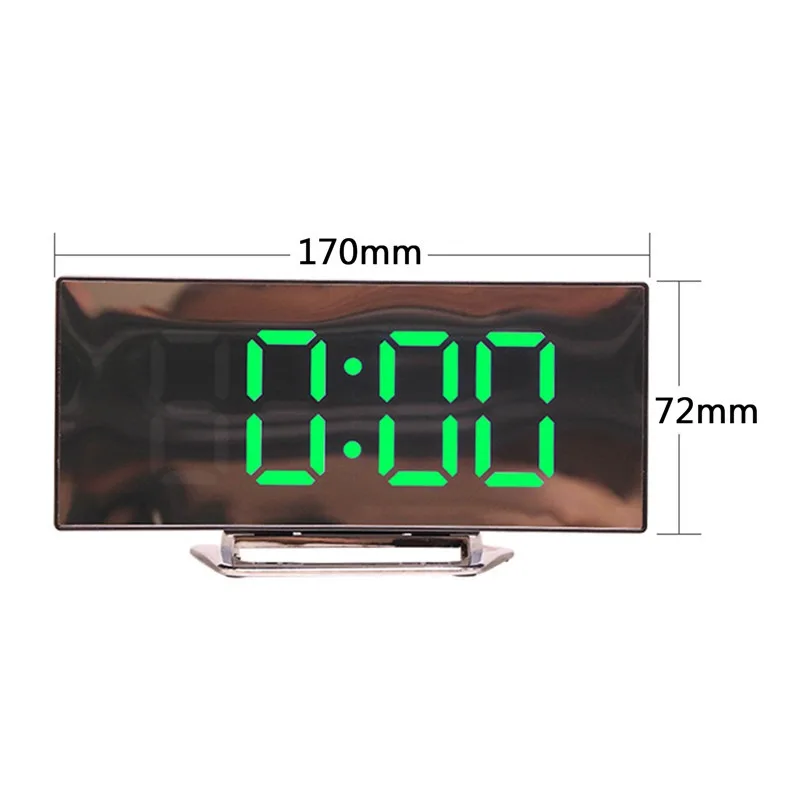 

Noiseless Digital Alarm Clock Desk Table Clock Curved LED Screen Alarm Clocks for Kids Bedroom Temperature Snooze Home Decor