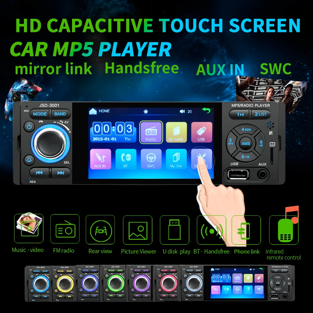 FORCar радио 1din jsd 3001 Авто 4 дюймовый сенсорный экран Экран аудио Зеркало Ссылка