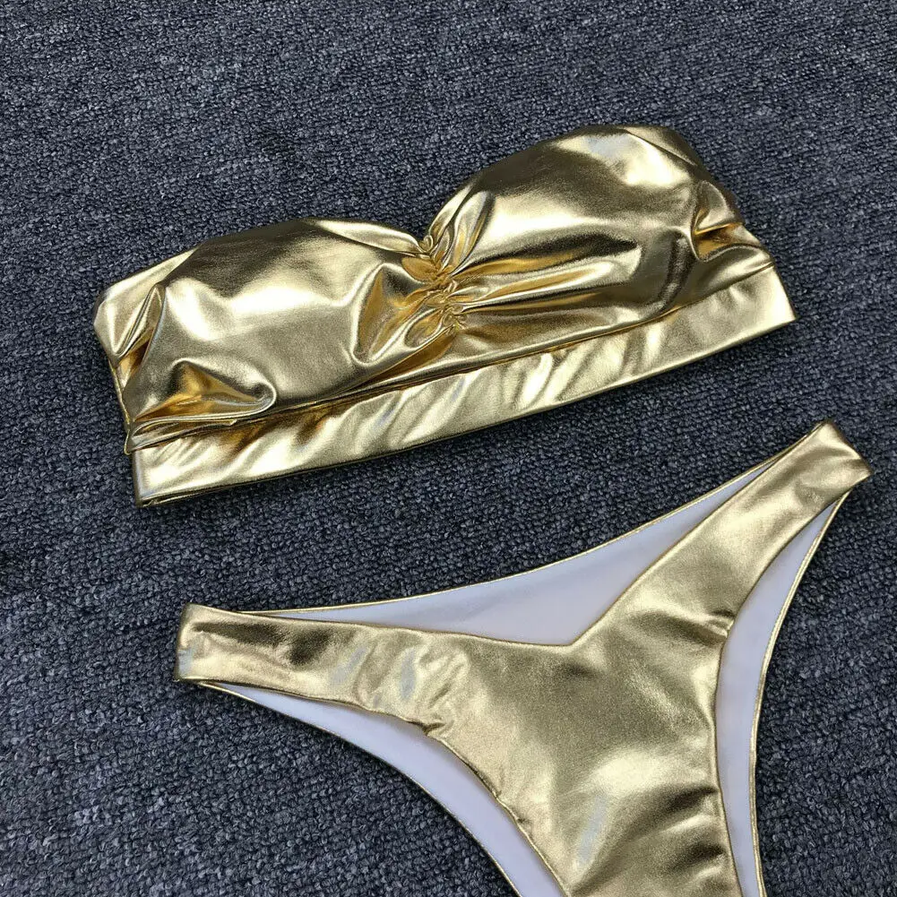 

Swimming Women's Padded Push-up Bra Bandeau Summer Bikini Set Swimsuit Bathing Suit Swimwear Beachwear Bikinis 2020 Mujer
