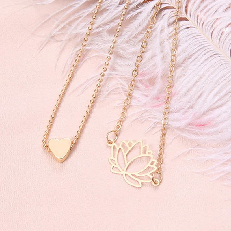 Женский винтажный браслет в стиле бохо 2 шт./компл. золотистого цвета с сердечком