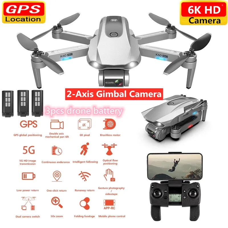 

Профессиональные Дроны для аэрофотосъемки с 2-осевым шарнирным подвесом 6K HD камера 5G GPS оптический поток Радиоуправляемый квадрокоптер бес...