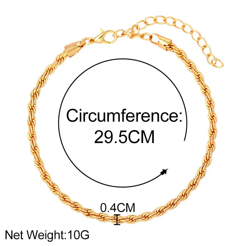

Vintage Gold Silver Color Twist Rope Foot Chain Anklets for Women Men Punk Simple Metal Chain Leg Bracelets Fashion Jewelry Gift