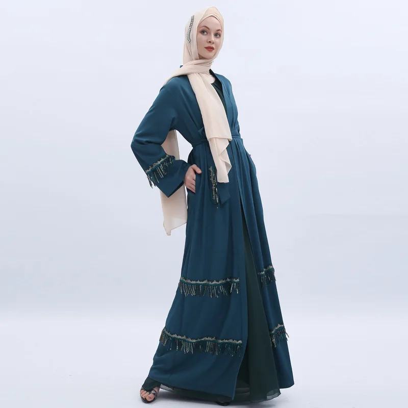 Мусульманское абайя платье для женщин кисточкой Джуба кимоно марокканский