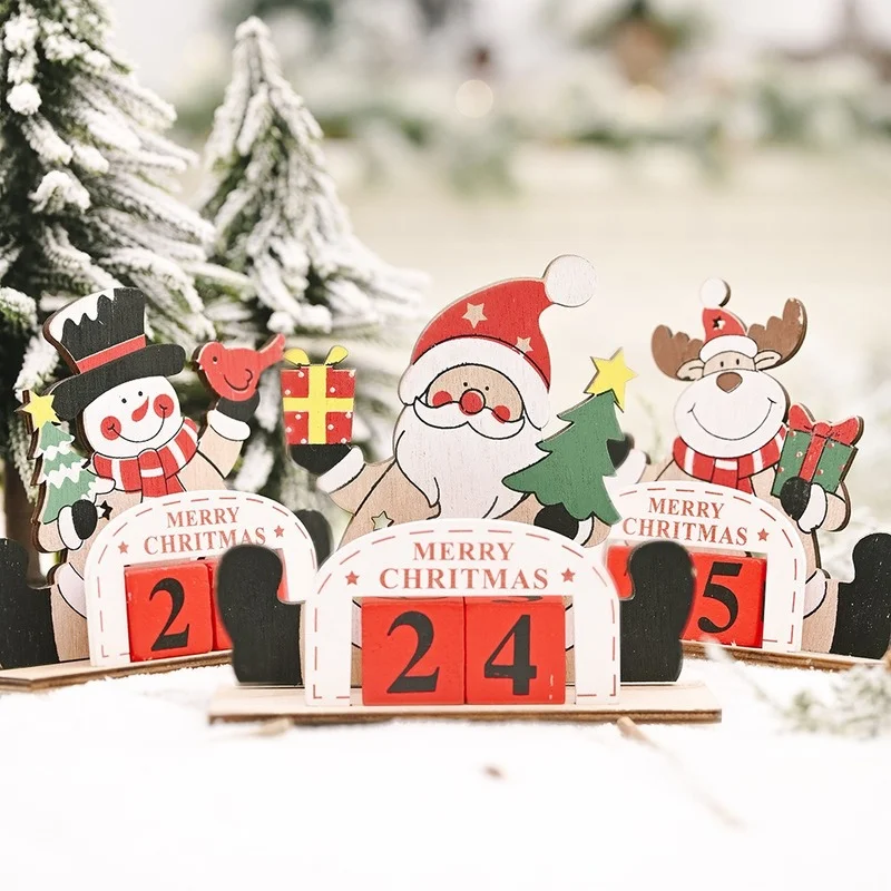 

Деревянный календарь для нового года, декоративный подарок Санта Клауса