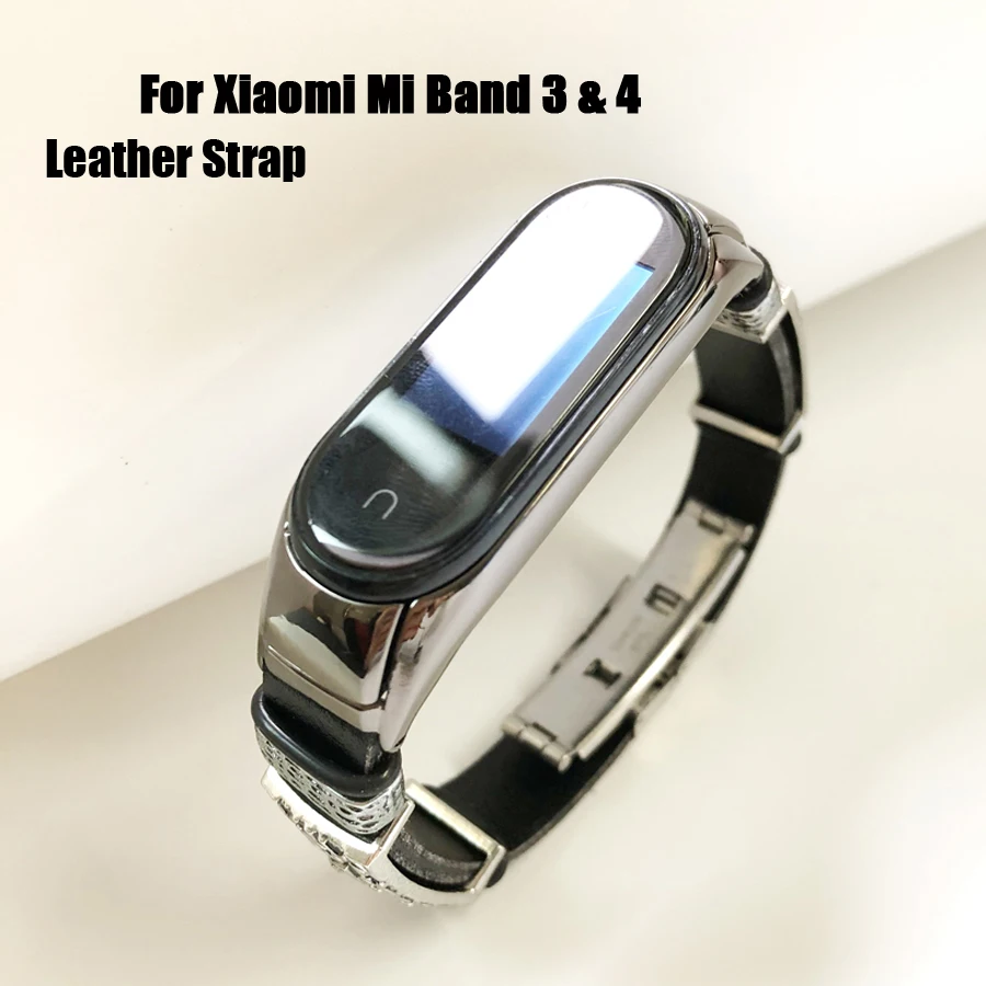 Кожаный ремешок на запястье для Xiaomi Mi Band 4 3 Ремешок Браслет band Смарт часы Correa
