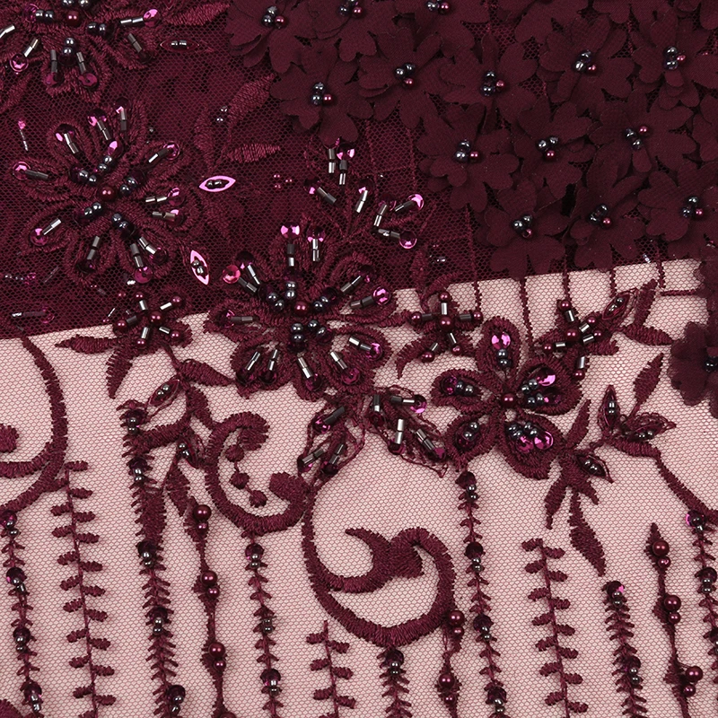 Bridal Beads Lace Fabric Latest African Lace Fabric 3d Lace Embroidery French African Wedding Lace Fabric 2861b