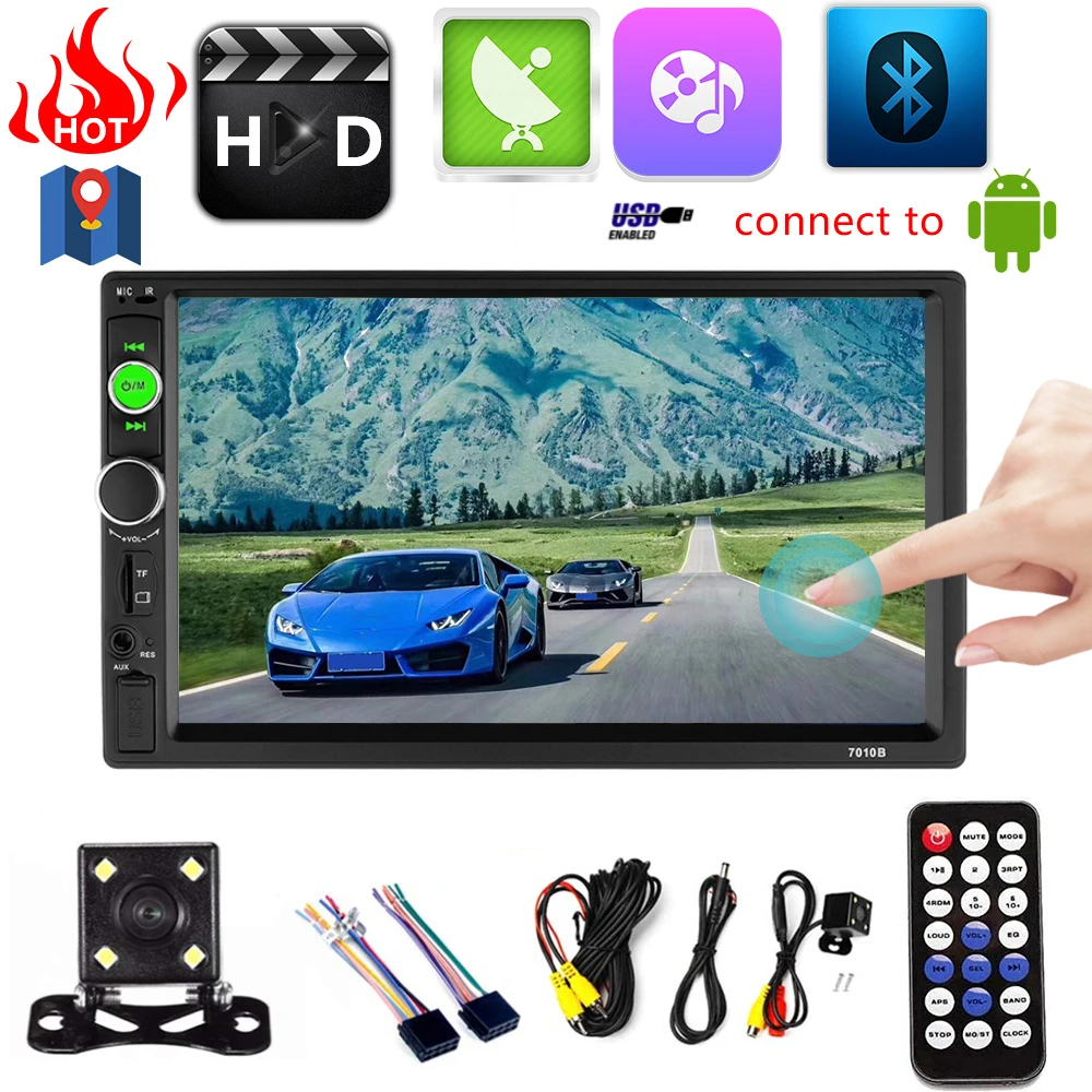 2 din автомобильный стерео видеоплеер bluetooth carplay 7 дюймов 12 в Мультимедийный Плеер
