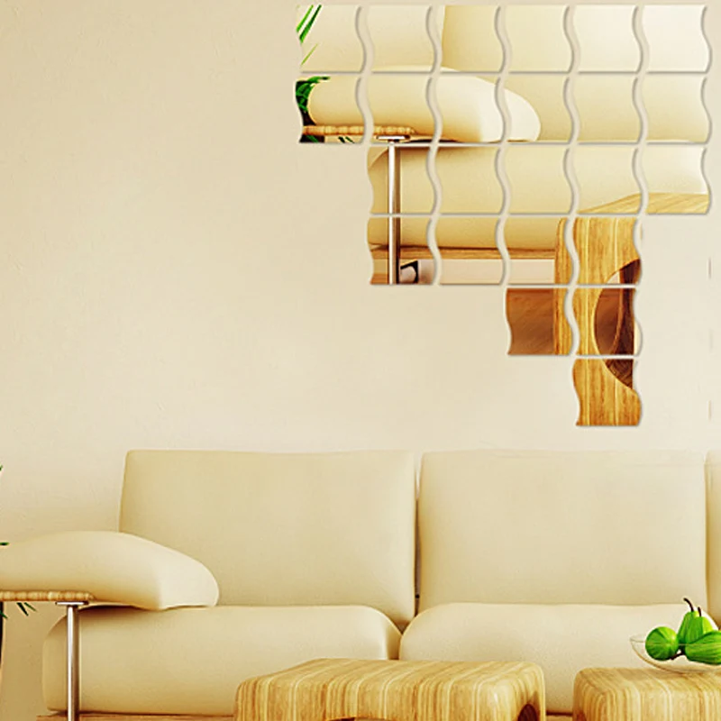 

Mirror Wall Sticker Reflective Self-adhesive DIY PET Crystal Mirror Wall Decals Waterproof HK3