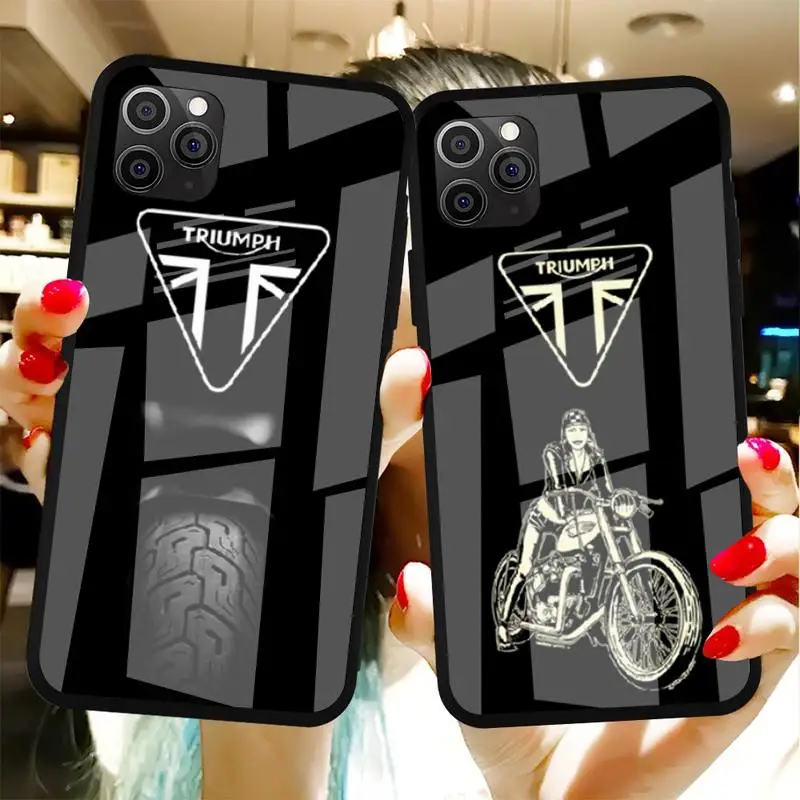 

Triuaphey Motorcycle Phone Case Tempered Glass For Iphone6plus 6S 7 7plus 8 X XS XSmax XR 11 12 Pro Max 12mini