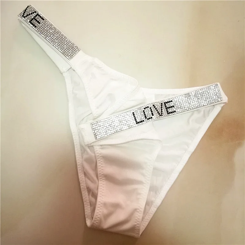 

Women's Sexy Panties Sexy Letter Rhinestone Panties Thin Belt Thongs Women's Comfortable Milk Silk Thongs T-pants Ladies Thongs