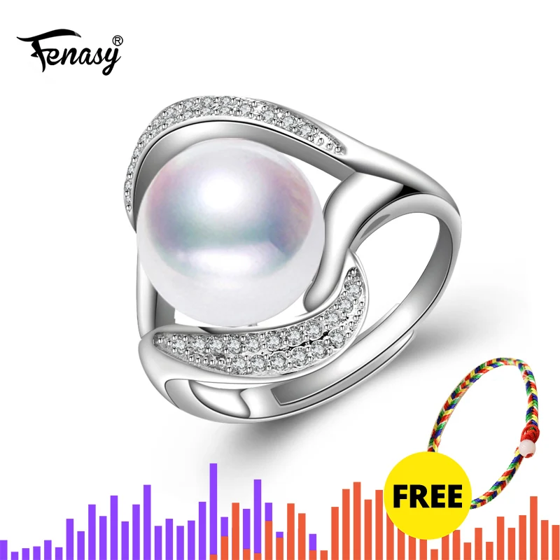 FENASY, ювелирные изделия из жемчуга, 925 пробы, серебряные кольца для женщин, любовь, люкс класс, кубический цирконий, Помолвочное кольцо, регулируемое кольцо, ювелирное изделие