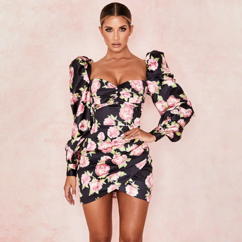 Женское модное Бохо черный цветочный стеганый бюстгальтер с длинным рукавом