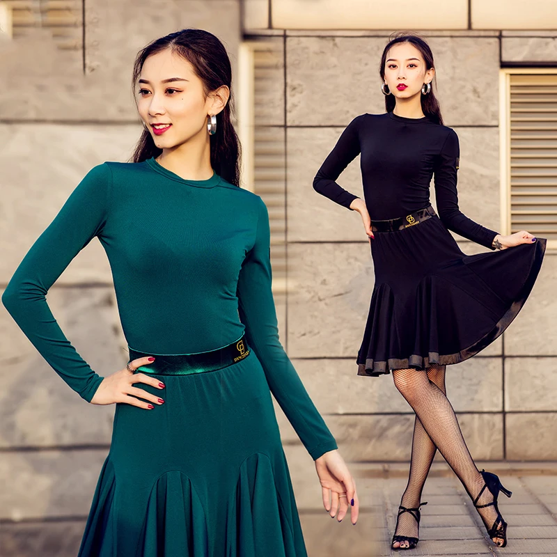 Женское платье для латинских танцев топ и юбка комплект из 2 предметов осеннее