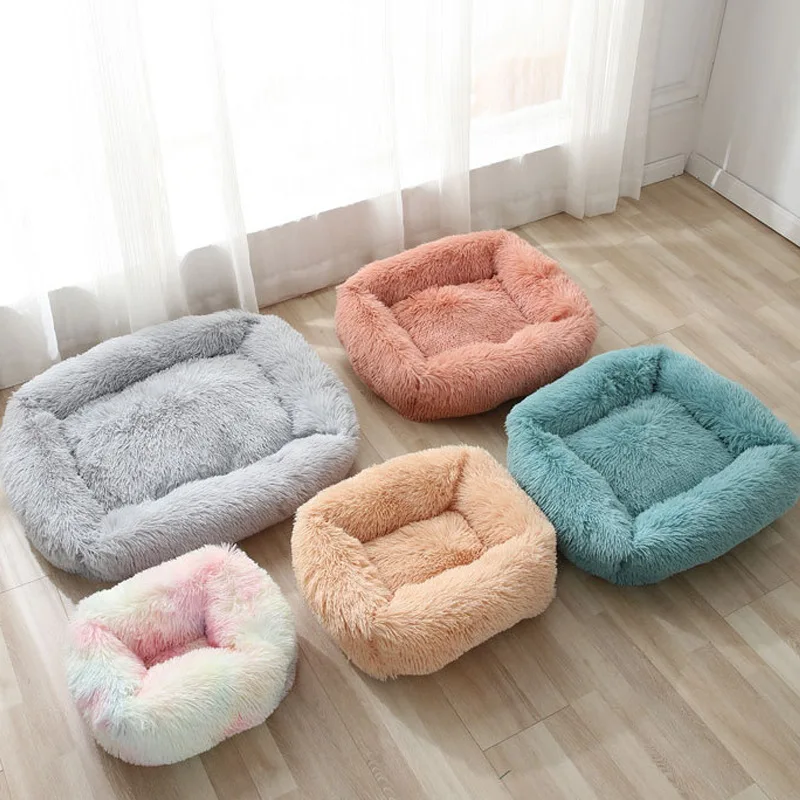 

Plush Fluffy Dog Bed Winter Warm Pets Cat House Lounger Dog Beds For Small Medium Dogs Kennel Soft Fleece Sofa Dog Cushion Mat