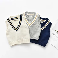 childrens vest sweater knitting thick needle sleeveless pullover v neck casual autumn winter kid boy girl sweater