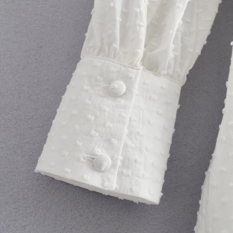 

Sweet Solid Outer Collar Long Sleeve Button Belt Ruffles Mini Dresses Women's Fashion White Shirt Party Office Lady BHN0710