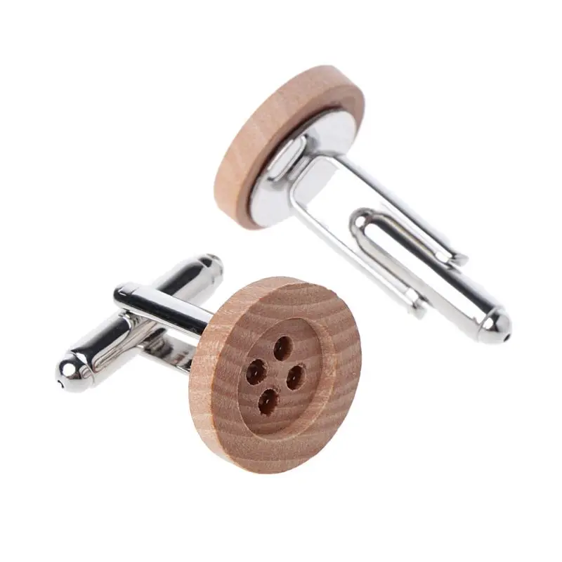 1 пара фанки деревянные Запонки пуговицы Винтажный стиль мужские вечерние