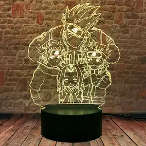 Крутой настольный ночник с 3D иллюзией, меняющий цвет ночник, игрушки в стиле Какаши, фигурки аниме