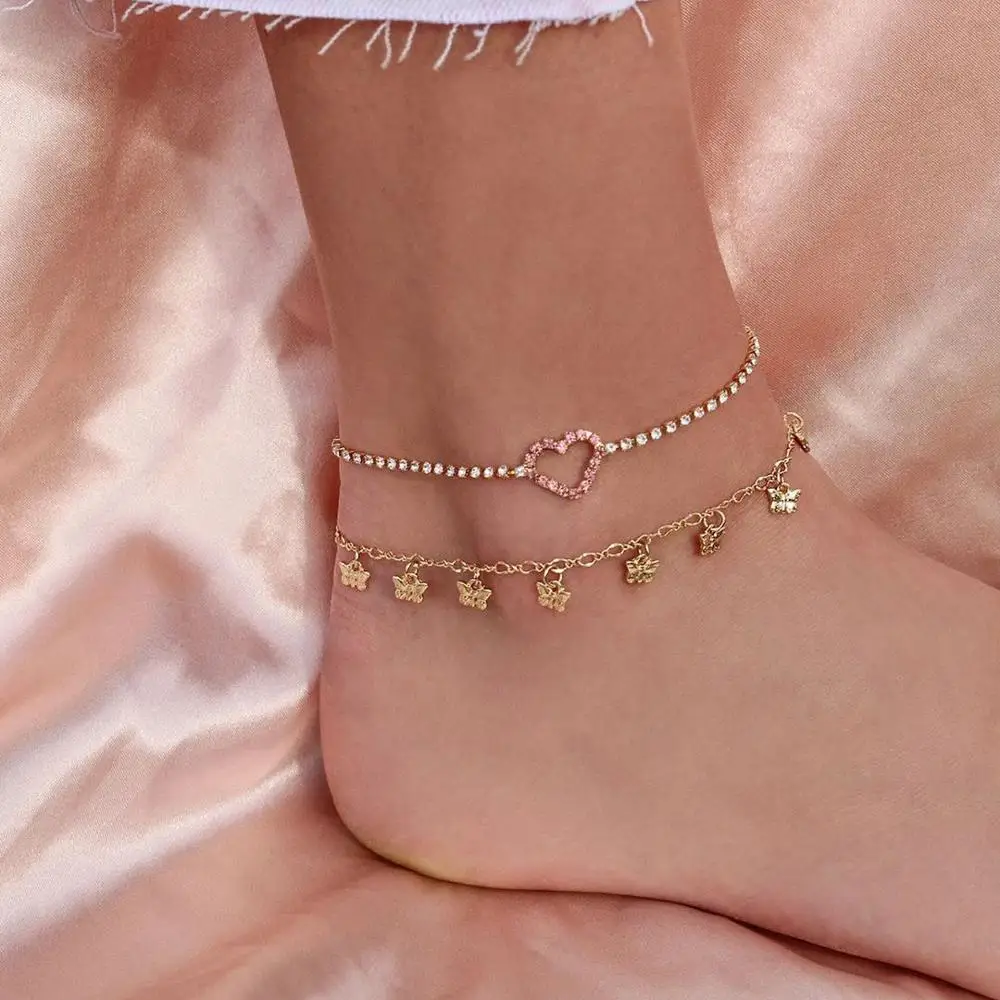 2020 Милые простые сандалии на щиколотку в форме сердца бабочки для пляжа|Анклеты| |
