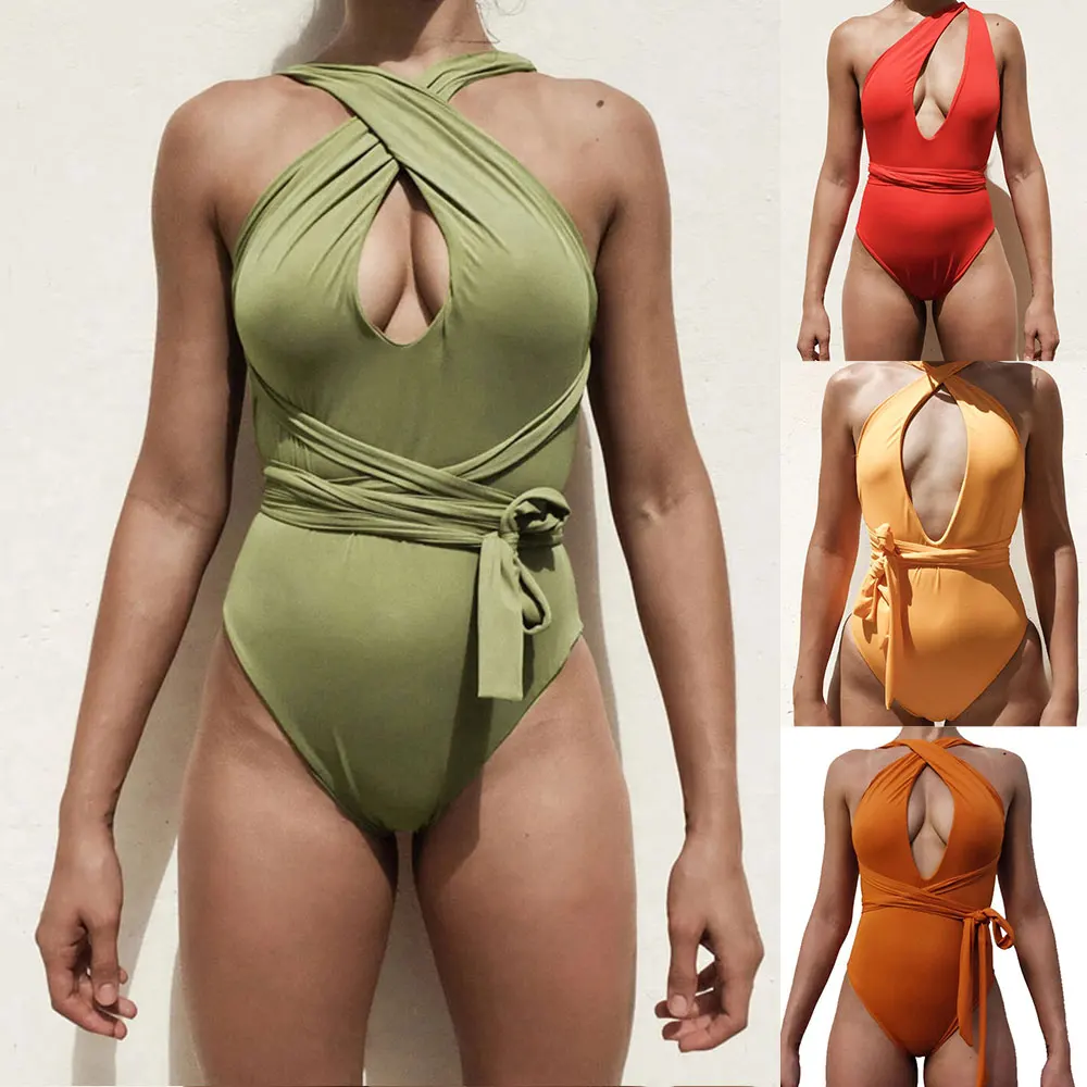 

Women Sexy One Shoulder Swimwear Bikini Set Solid White Blue Swimsuit Bikinis Biquini Mujer Beach Bathing Suit Maillots de bain