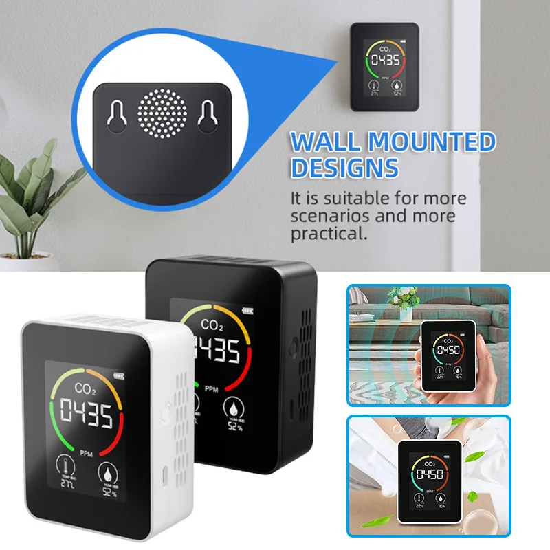 

Portable Air Quality Detector Multifunctional Digital Carbon Dioxide Monitor for Home Bedroom Office JS23