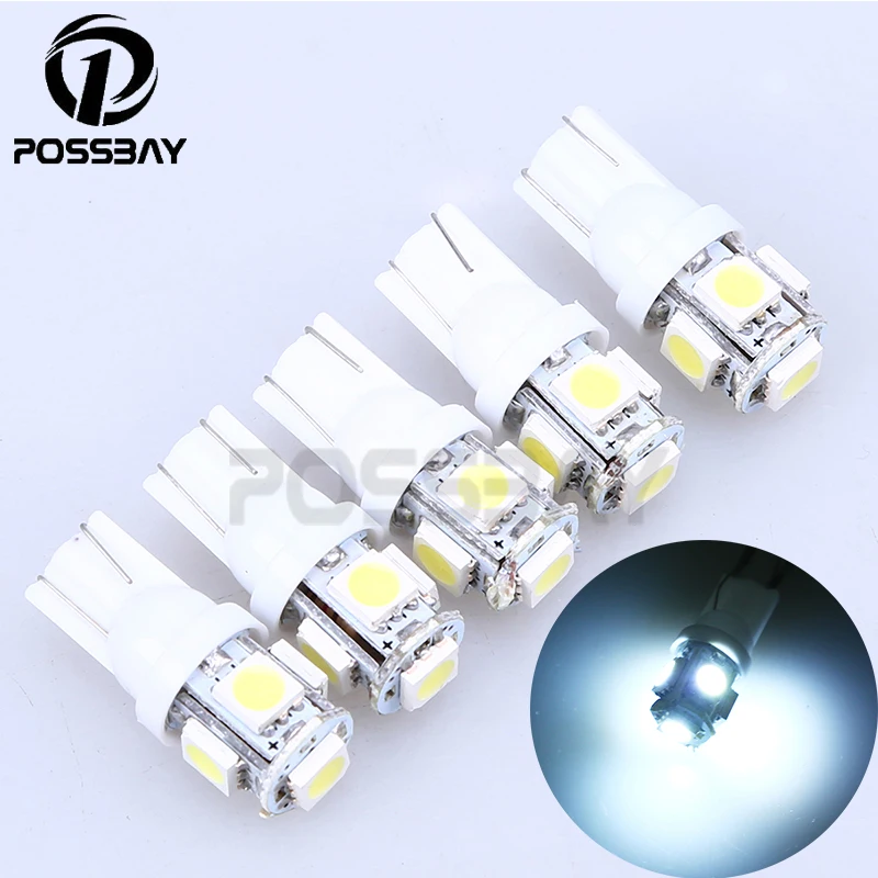5 шт. Автомобильные светодиодные лампы POSSBAY T10 5SMD W5W 194 5050|Световая рейка/рабочее