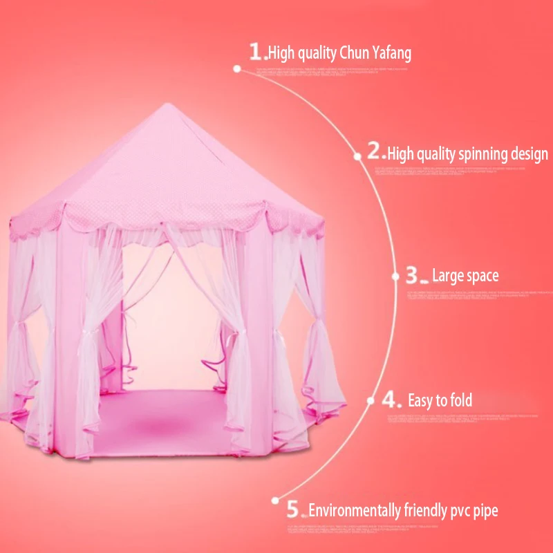 Портативная детская палатка Розовый Замок принцессы москитная сетка Складной