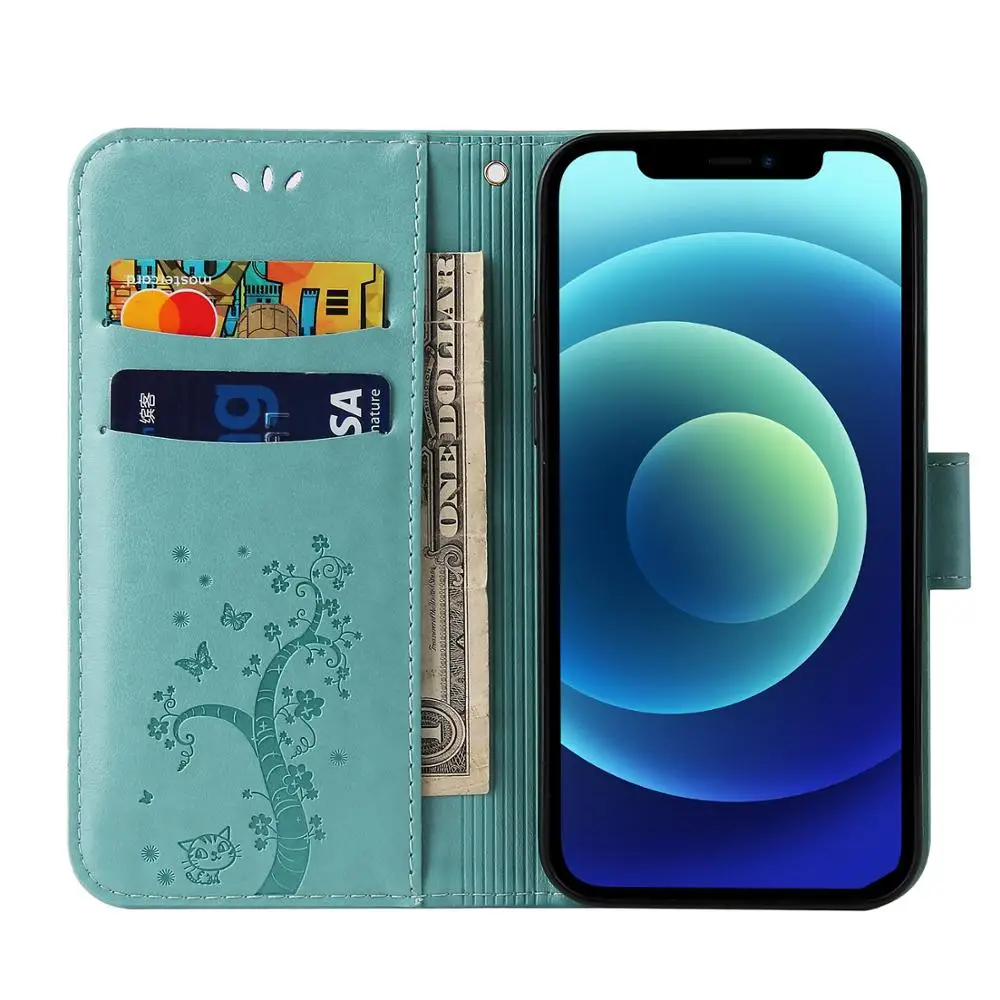 Чехол для iPhone чехол 12 Mini Etui роскошный кожаный силиконовый флип-кошелек с