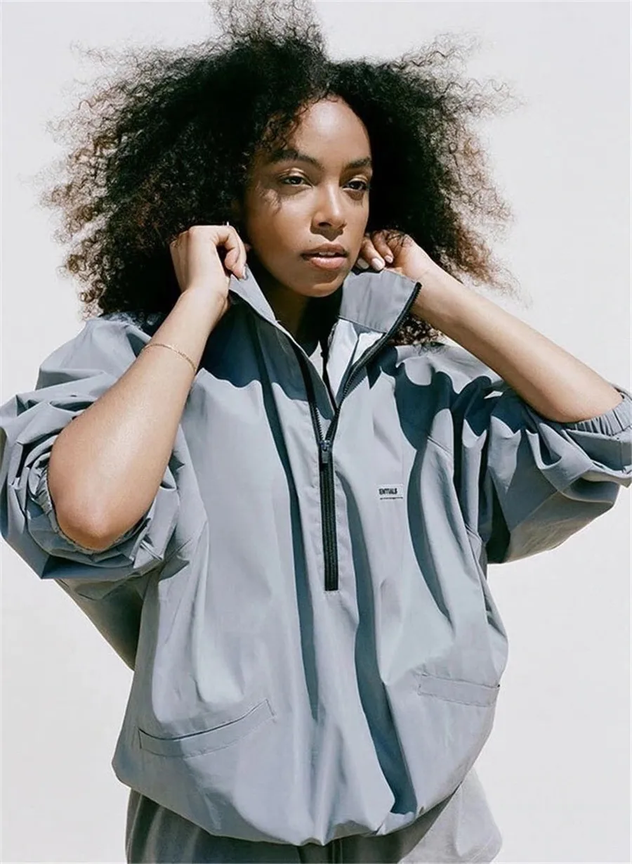 

Laser Reflective colorful nylon FOG Essentials Jacket Men Women Windbreaker Half zipper Essentials Jacket