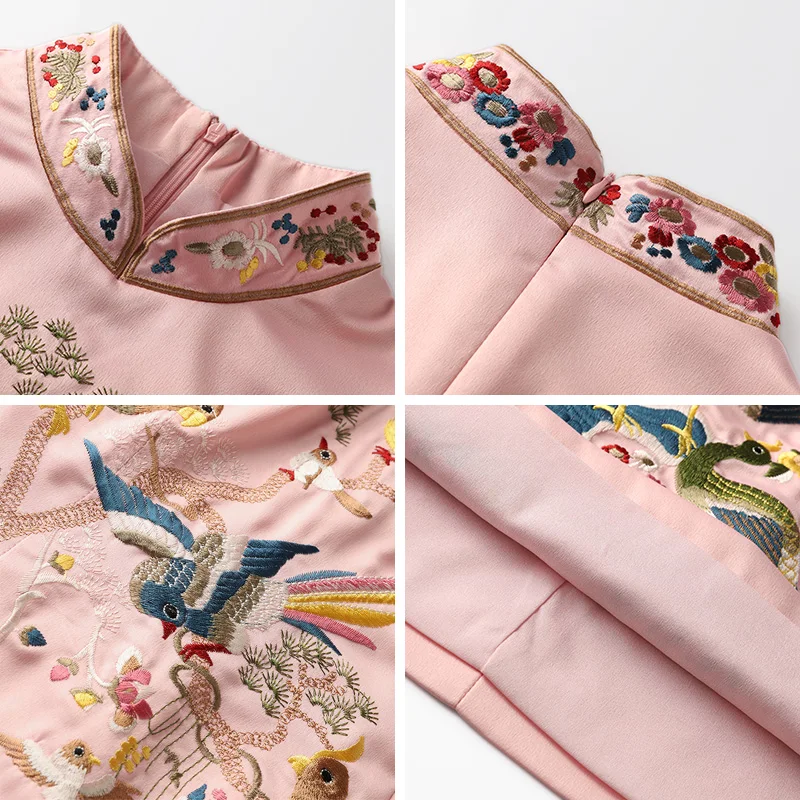 Женское платье Ципао в китайском стиле вечернее облегающее с цветочной вышивкой