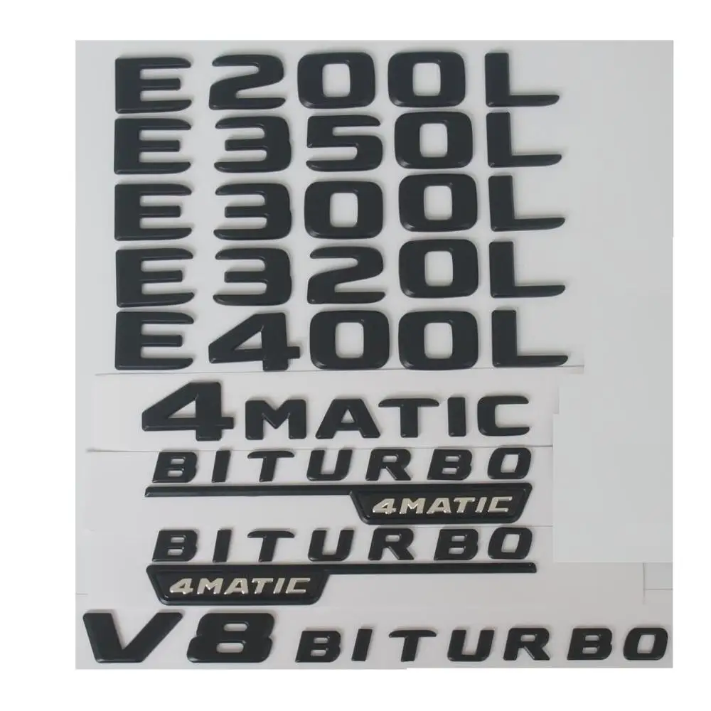 Черные буквы для Mercedes Benz Эмблемы E180L E200L E220L E250L E260L E280L E300L E320L E350L E400L E450L E500L E550L 4matic