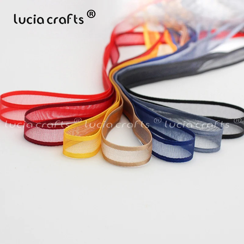 Lucia crafts разноцветные варианты 10 мм лента из органзы для одежды материалы DIY шитье и бант для волос аксессуары P0308 - Цвет: dark color 7y