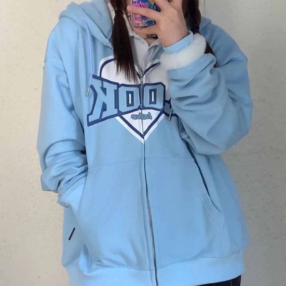 

2021 Women's Winter New Hoodie Jacket Casual Fashion Simple Commuter Style Long-sleeved Warm Love Printing Solid Color Top