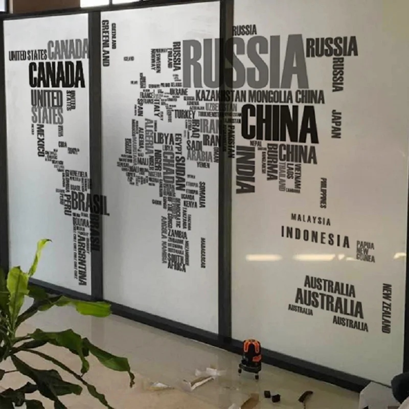 Стеклянная пленка индивидуального размера статическая липкая карта мира