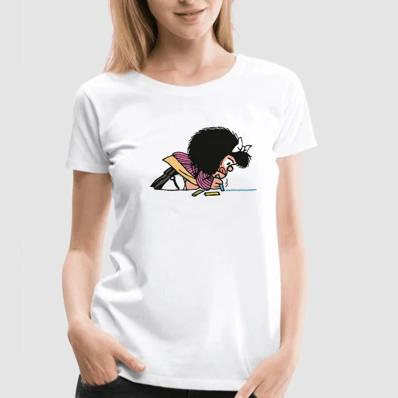 Mafalda футболка женская летняя рубашка с коротким рукавом Quino Женская забавная Милая футболка с круглым вырезом Топы футболки Camiseta 90s рубашки харадзюку - Цвет: GM13469