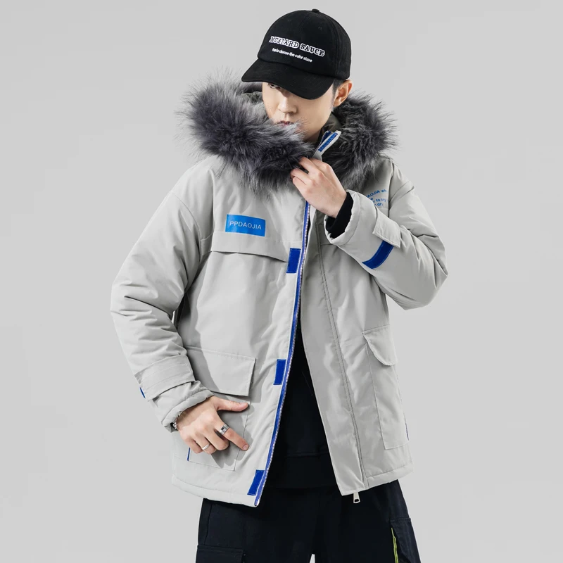 New Embroidery Winter Casual Style Hooded Epaulet Cotton Padded Jackets Men Thicken Hat Windproof Fashion Parkas Pockets Coats | Мужская