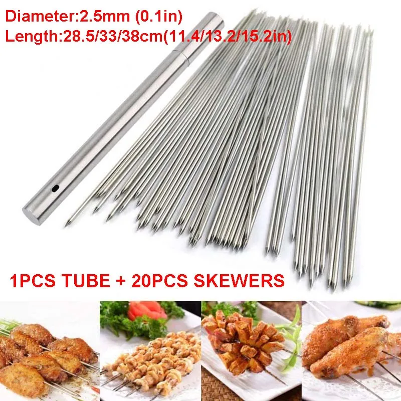 20 штук 40 см шампур для гриля и барбекю Нержавеющая сталь антипригарным 2 5 мм Игла