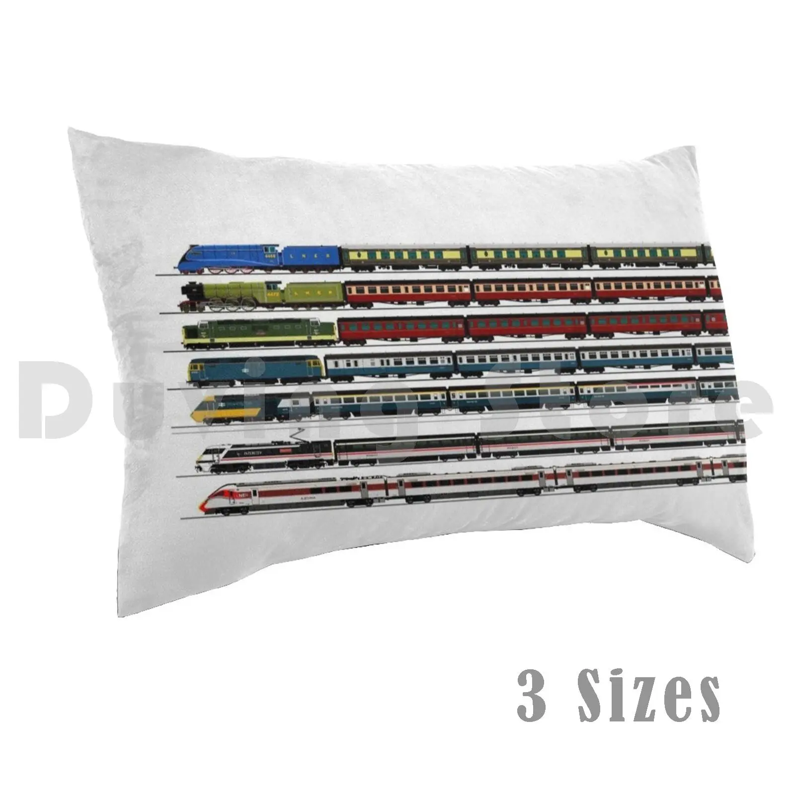 

British Trains Pillow Case Printed 50x75 Locomotives Intercity 125 Intercity 225 Br Mallard Flying Scotsman