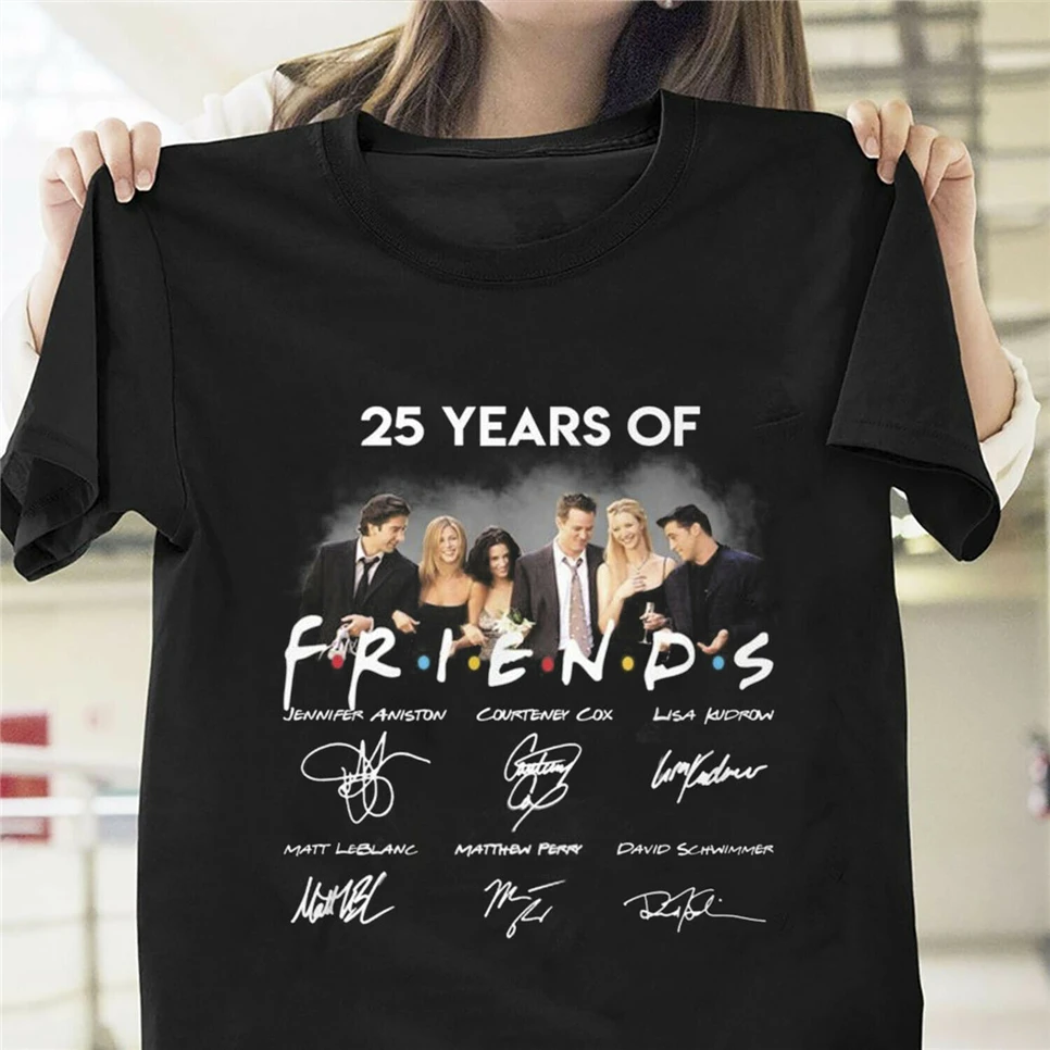 25 лет друзей характер подписи футболка черный хлопок мужчин оптовая продажа |