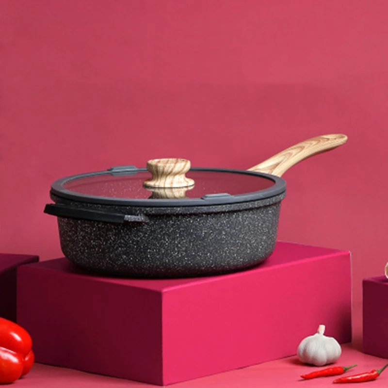 

Promotion! Maifan Stone Non-Stick Pan Without Oily Smoke Pan Maifan Stone Wok Frying Pan Stove Dual-Purpose Pan 24Cm